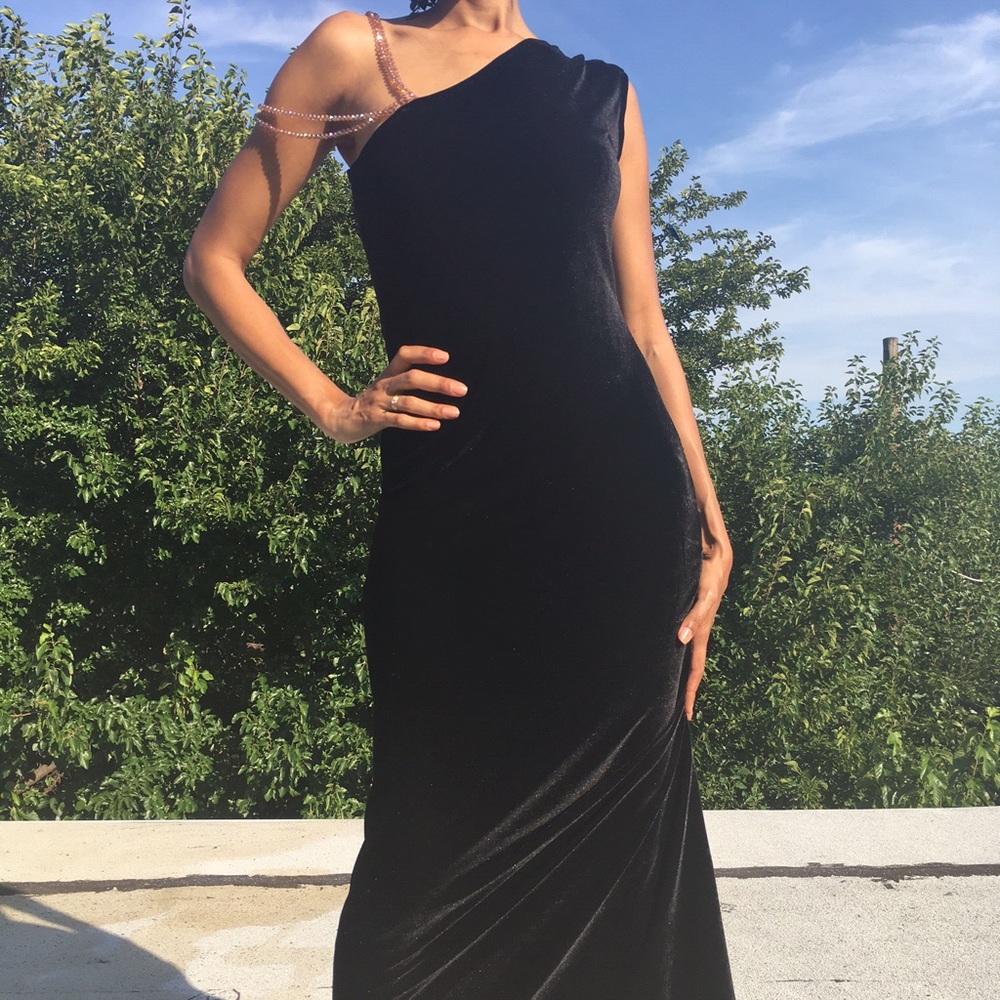 Asymmetrical Long Black Dress